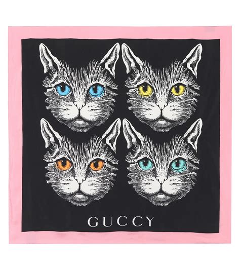 gucci scarf black cat|black Gucci scarf with trim.